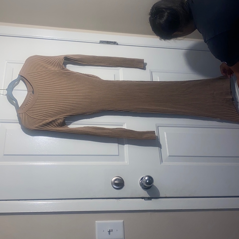 Hera Tan Midi Bodycon Dress